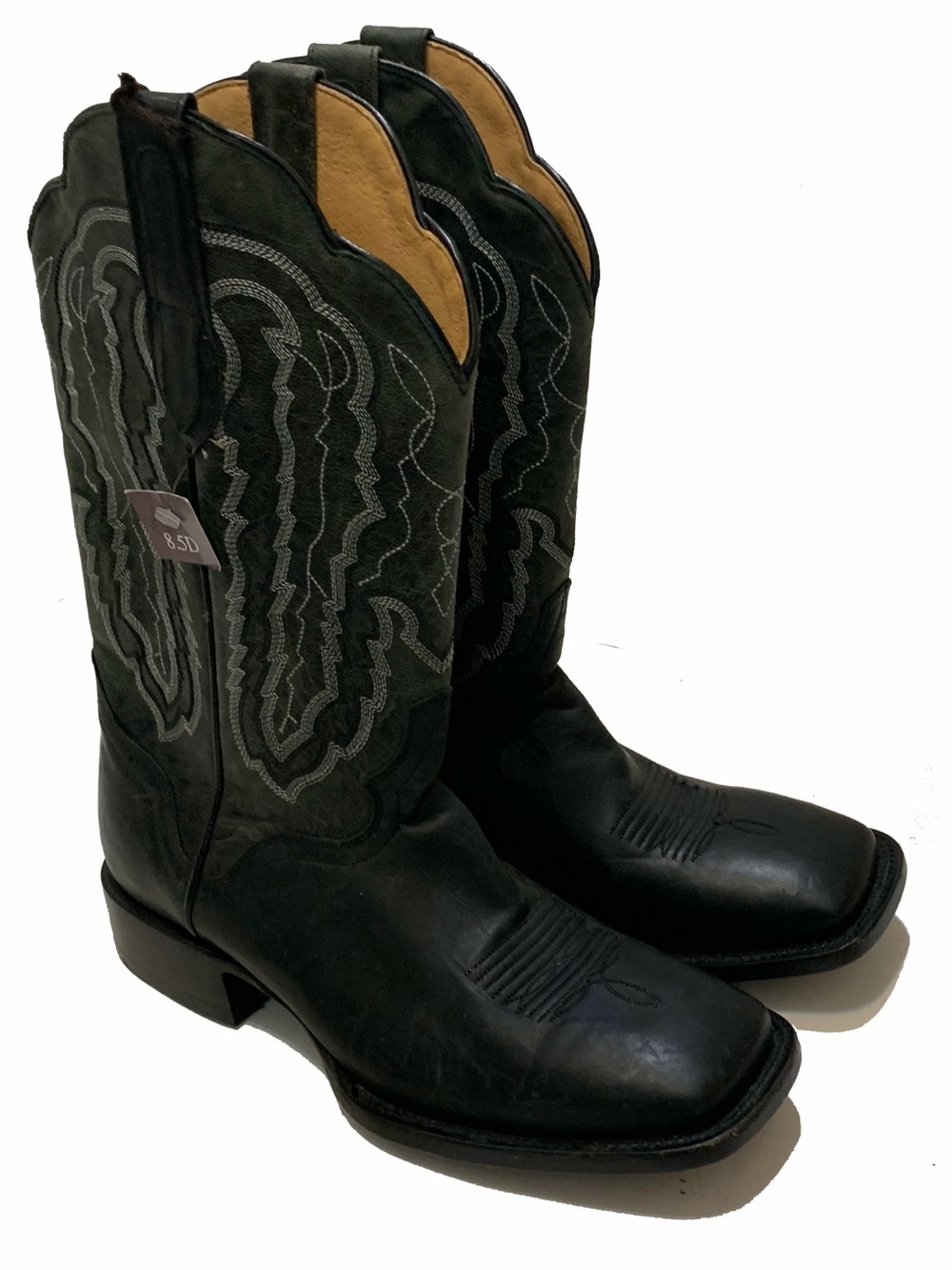 J.B. Dillon Black Leather Western Cowboy Boots